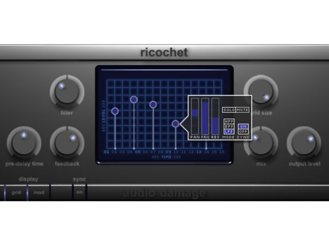 Ricochet gives you individual control over five delay taps.